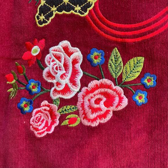 Embellish NYC Red Corduroy Varsity Jacket Full Zip Embroidered Men Small - Picture 10 of 11